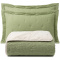 Cobre Leito Queen Percal 300 Fios Bicolor Dupla Face Premium Clássico 3 Peças - Pistache