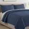 Cobre Leito Queen Percal 300 Fios Bicolor Dupla Face Premium Clássico 3 Peças - Jeans