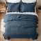 Cobre Leito Queen Percal 300 Fios Toque de Pluma Dupla Face Bold 03 Peças - Azul