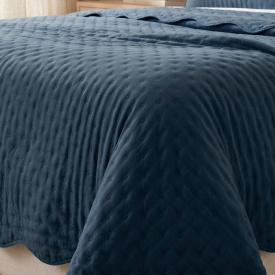 Cobre Leito Queen Percal 300 Fios Toque de Pluma Dupla Face Bold 03 Peças - Azul