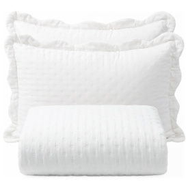 Kit Cobre Leito Queen Percal 300 Fios Toque de Pluma Dupla Face Bold 03 Peças - Branco