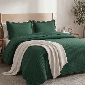 Cobre Leito Queen Percal 300 Fios Toque de Pluma Dupla Face Bold 03 Peças - Esmeralda