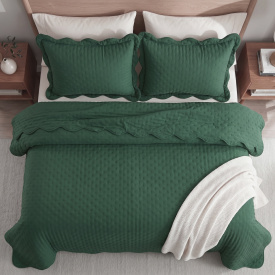 Cobre Leito Queen Percal 300 Fios Toque de Pluma Dupla Face Bold 03 Peças - Esmeralda