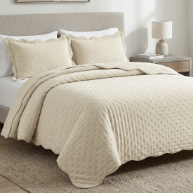 Cobre Leito Queen Percal 300 Fios Toque de Pluma Dupla Face Bold 03 Peças - Palha