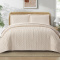 Kit Cobre Leito Queen Matelassê Plissado Percal 300 Fios Elegance 03 Peças - Bege