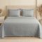 Colcha Queen Percal 300 Fios Matelassê Costurado Pompom 03 Peças - Cinza