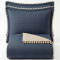 Colcha Queen Percal 300 Fios Matelassê Costurado Pompom 03 Peças - Jeans