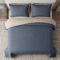Colcha Queen Percal 300 Fios Matelassê Costurado Pompom 03 Peças - Jeans