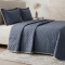 Colcha Queen Percal 300 Fios Matelassê Costurado Pompom 03 Peças - Jeans