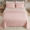 Colcha Queen Percal 300 Fios Matelassê Costurado Pompom 03 Peças - Rose