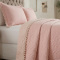 Colcha Queen Percal 300 Fios Matelassê Costurado Pompom 03 Peças - Rose