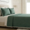 Colcha Queen Percal 300 Fios Matelassê Costurado Pompom 03 Peças - Esmeralda