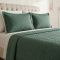 Colcha Queen Percal 300 Fios Matelassê Costurado Pompom 03 Peças - Esmeralda