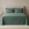 Colcha Queen Percal 300 Fios Matelassê Costurado Pompom 03 Peças - Esmeralda