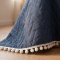 Colcha Solteiro Percal 300 Fios Matelassê Costurado Pompom 02 Peças - Jeans