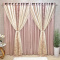 Cortina Diamante Cetim/Xale Gaze de Linho Bordado com Lurex 2,00m x 1,70m - Rosê C/ Gaze Palha