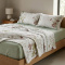 Jogo Cama Casal Padrão Percal 300 Fios Toque Macio Confort Print 04 Peças - Floral Menta