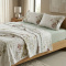 Jogo Cama Casal Padrão Percal 300 Fios Toque Macio Confort Print 04 Peças - Floral Menta