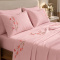Jogo Cama King Percal 300 Fios C/ Bordado Floral Botanique 04 Peças - Pêssego