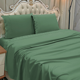 Jogo Cama Percal 300 Fios Bordado Inglês Lauren Casal 04 Peças - Esmeralda