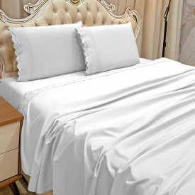 Jogo Cama Percal 300 Fios Bordado Inglês Lauren Queen 04 Peças - Branco