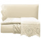 Jogo Cama Percal 300 Fios C/ Bordado Inglês Núpcias Casal 04 Peças - Bege