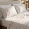 Jogo Cama Queen Percal 300 Fios C/ Bordado Floral Botanique 04 Peças - Branco