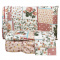 Jogo Cama Casal Percal 300 Fios Toque Macio Confort Print 04 Peças - Patchwork Coral