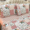 Jogo Cama Casal Percal 300 Fios Toque Macio Confort Print 04 Peças - Patchwork Coral