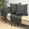 Jogo Xale/Peseira Jacquard c/ Pedraria Queen c/ 2 Capas de Almofadas - Jacquard Preto