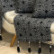 Jogo Xale/Peseira Jacquard c/ Pedraria Queen c/ 2 Capas de Almofadas - Jacquard Preto
