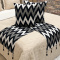 Jogo Xale/Peseira Jacquard c/ Pedraria Queen c/ 2 Capas de Almofadas - Zig Zag Preto