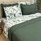 Kit Bosque Percal 300 Fios Cobre Leito + Jogo de Cama Queen Dupla Face 07 Peças - Folhas Verdes