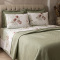 Kit Casal Cobre Leito + Jogo de Cama Percal 300 Fios Primavera 07 Peças - Floral Menta
