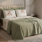 Kit Casal Cobre Leito + Jogo de Cama Percal 300 Fios Primavera 07 Peças - Floral Menta