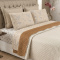 Kit Casal Cobre Leito + Jogo de Cama Percal 300 Fios Primavera 07 Peças - Ramo Creme