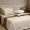 Kit Casal Cobre Leito + Jogo de Cama Percal 300 Fios Primavera 07 Peças - Ramo Creme