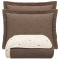 Kit Casal Cobre Leito + Jogo de Lençol Percal 300 Fios Bordado Inglês Living 06 Peças - Chocolate