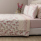Kit Casal Padrão Cobre Leito + Jogo Cama Percal 300 Fios C/ Estampa Localizada Harmony 07 Peças - Cerejeira Rosa
