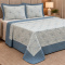 Kit Cobre Leito Casal Matelassê em Relevo C/ Barrado Canelado Egeu 03 Peças - Jeans