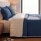 Kit Cobre Leito Casal Percal 300 Fios Bicolor Dupla Face Premium Clássico 03 Peças - Jeans