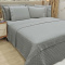Kit Cobre Leito + Jogo Cama Percal 300 Fios C/ Bordado Inglês Santorini Queen 07 Peças - Cinza