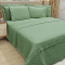 Kit Cobre Leito + Jogo Cama Percal 300 Fios C/ Bordado Inglês Santorini Queen 07 Peças - Verde Militar