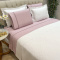 Kit Cobre Leito + Jogo Cama Percal 300 Fios C/ Guipir França Queen 07 Peças - Branco e Malva