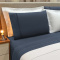 Kit Cobre Leito + Jogo Cama Percal 300 Fios Guipir Vitorini Casal 07 Peças - Branco C/ Jeans