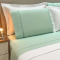 Kit Cobre Leito + Jogo Cama Percal 300 Fios Guipir Vitorini Casal 07 Peças - Branco C/ Tiffany