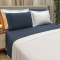 Kit Cobre Leito + Jogo Cama Percal 300 Fios Guipir Vitorini Queen 07 Peças - Branco C/ Jeans