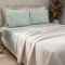 Kit Casal Cobre Leito + Jogo de Cama Percal 300 Fios Primavera 07 Peças - Menta