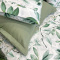 Kit Cobre Leito + Jogo Cama Percal 300 Fios Primavera Casal 07 Peças - Menta C/ Folhas Verdes