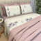 Kit Cobre Leito + Jogo Cama Percal 300 Fios Primavera Queen 07 Peças - Branco C/ Flores Rosê